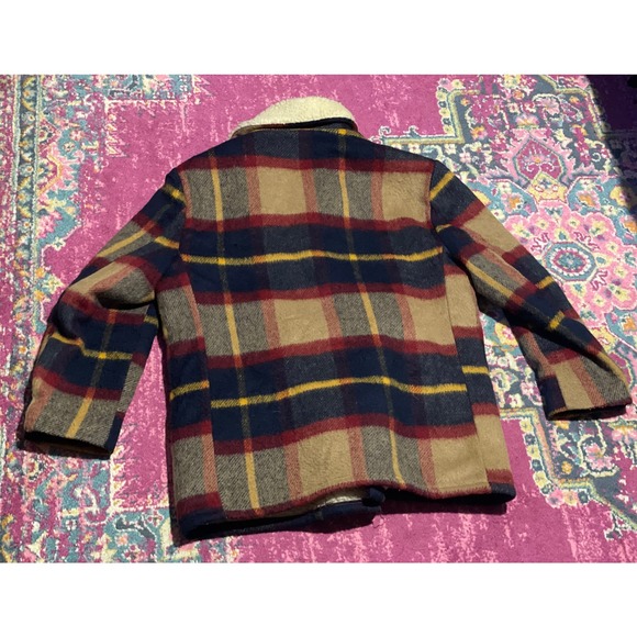 80s Wool Plaid Sherpa Jacket Size L - Picture 5 of 7